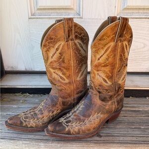 Women's Justin Western Boot Bent Rail 11" Distressed Tan Cowboy Boots Size 7 B
